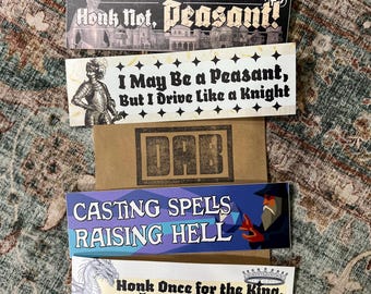 Paquete Reino – Divertido set de pegatinas medievales / 4 pegatinas grandes de vinilo de 25 x 7,6 cm