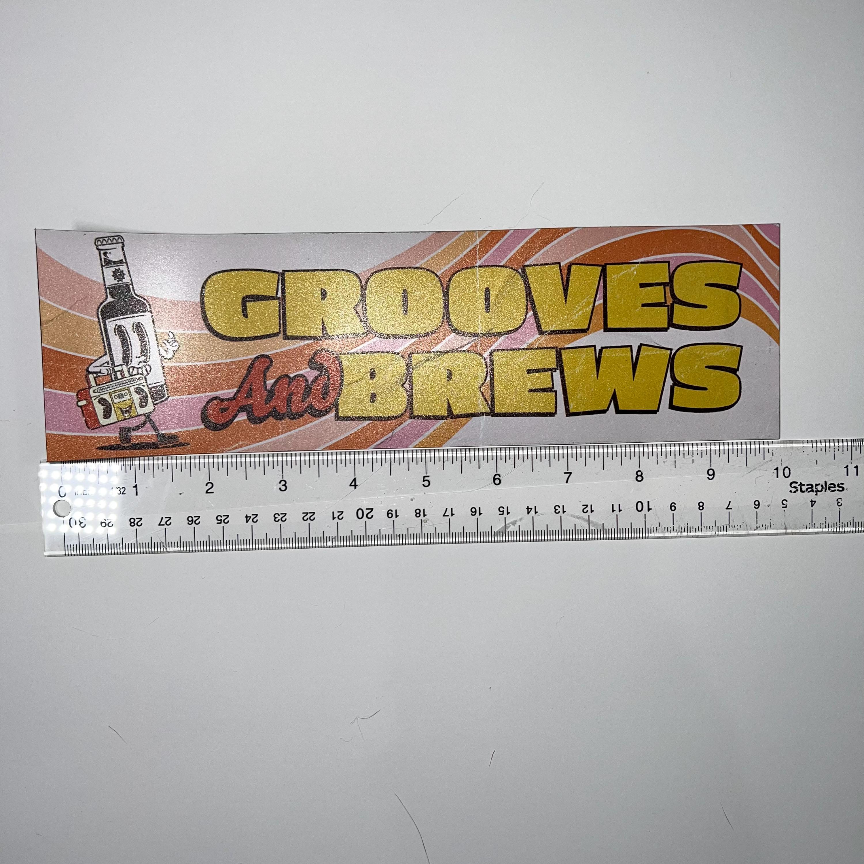 Grooves and Brews Vinyl Sticker or Magnet - Large 10x3 Inches - Etsy