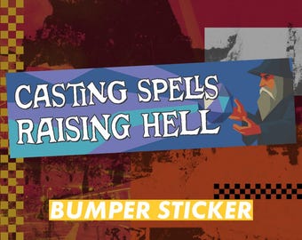 Lanzamiento de hechizos que desata el infierno - Pegatina o imán divertido de DND - Grande 10 x 3 pulgadas