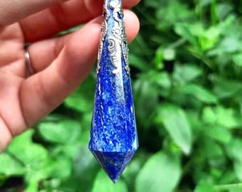 Lapis lazuli slingers/Natuurlijke Lapis lazuli hangers/Zilver of cooper kleur Hangers/Ketting/Meditatie Pendels 70mm/de ketting is 200mm