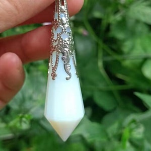 Opalite Pendulum/Opal Pendants/necklace/Jewelry/Silver or cpper color pendulum/the pendulum is 70mm,the chain is about 8inches