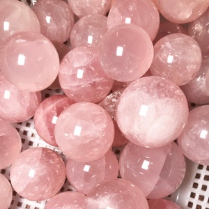 Clear Rose Quartz Sphere/Polished Crystal Ball/Natural Rose Quartz/Rose Quartz Gemstone/Chakra&Reiki/Jewelry Making/Size