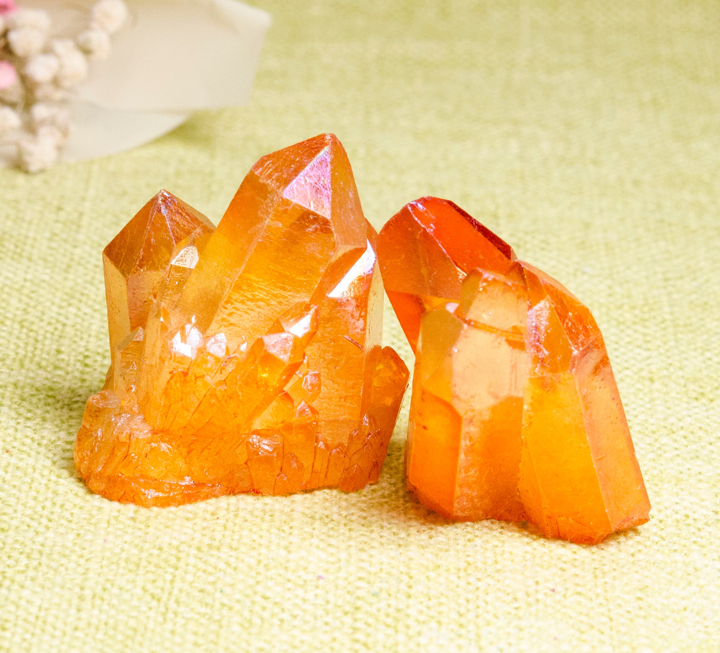 Orange Aura Quartz Titanium Crystal Raw Crystal Cluster Etsy