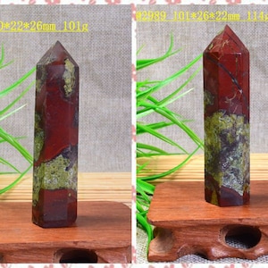 Jaspe de Sangue de Dragão Natural, Pontos de Sangue de Dragão, Torre de Sangue de Dragão, Para Anahata, Para Muladhara (Chakra do Coração e Chakra da Raiz)