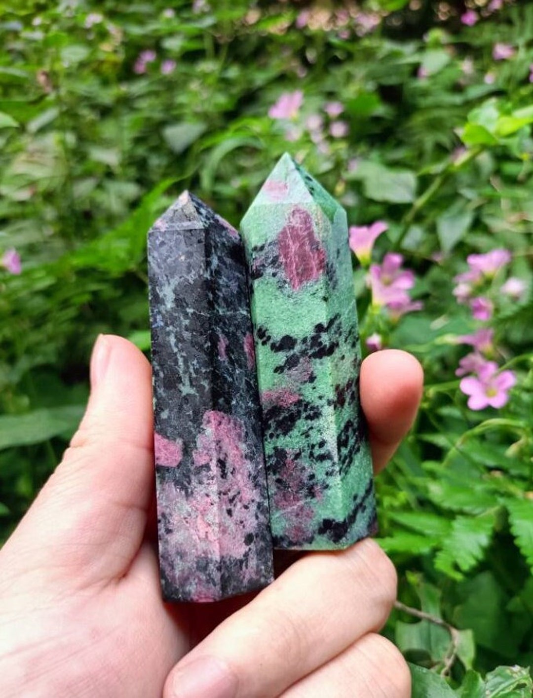 Ruby Pointstone Ruby in Zoisite Tower/polished Green Stone Point Natural Gemstone Tower ...