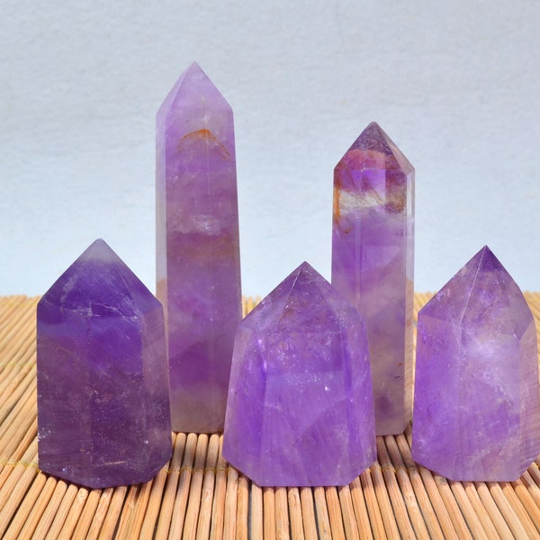 Natural Amethyst towers,amethyst obelisk,purple crystals,purple quartz pointz,healing and chakra,meditation，February Birthstone