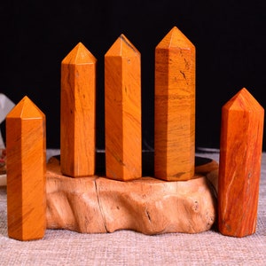 Natural yellow ocean jasper tower,30-120mm,Random delivery, choose the size (height) you want