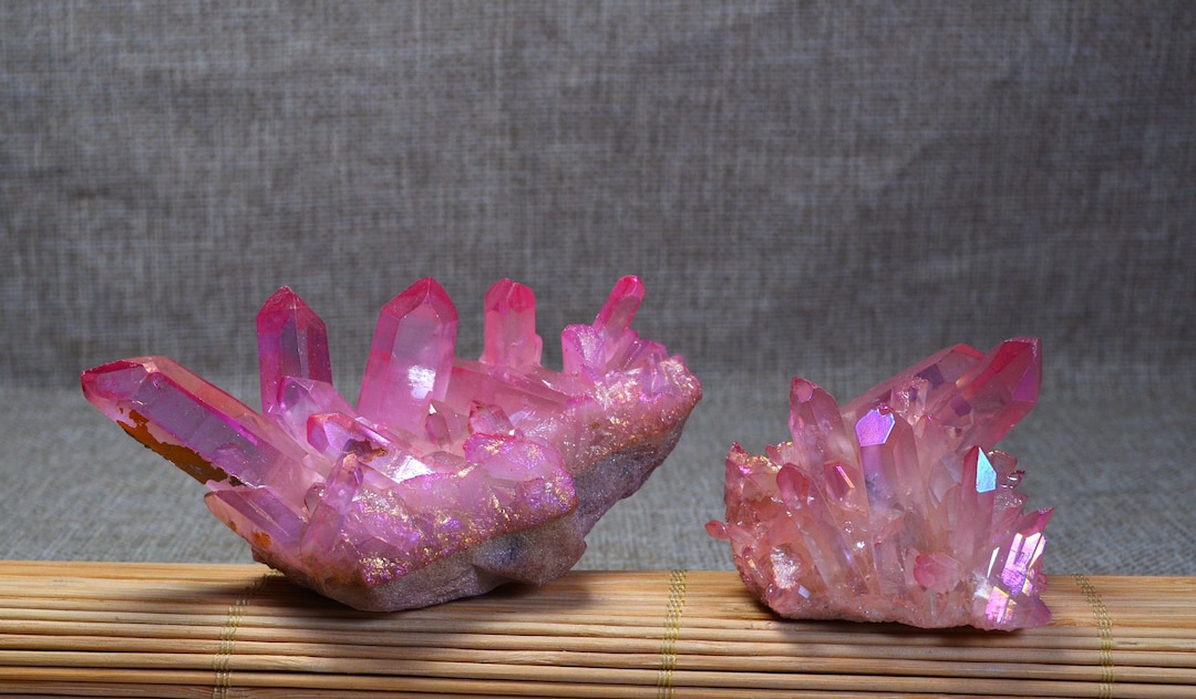 Translucent Pink Crystal Random Shipping,aura Plated Pink Crystal Cluster,iridescent Pink ...