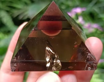 Natural Smoky Quartz Crystal Pyramid/Brown Smoky Quartz Carving/Coffee Color Transparent Triangular Pyramid/20-50mm