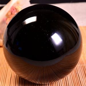 A Large natural black obsidian sphere,black obsidian ball,crystal sphere,home decor,4.56inches 1923g