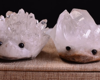 Natural Clear Crystal Hedgehog/Clear Crystal Animal Sculpture/Crystal Carvings/Cute Crystal Animal For Child/Crystal for Birthday