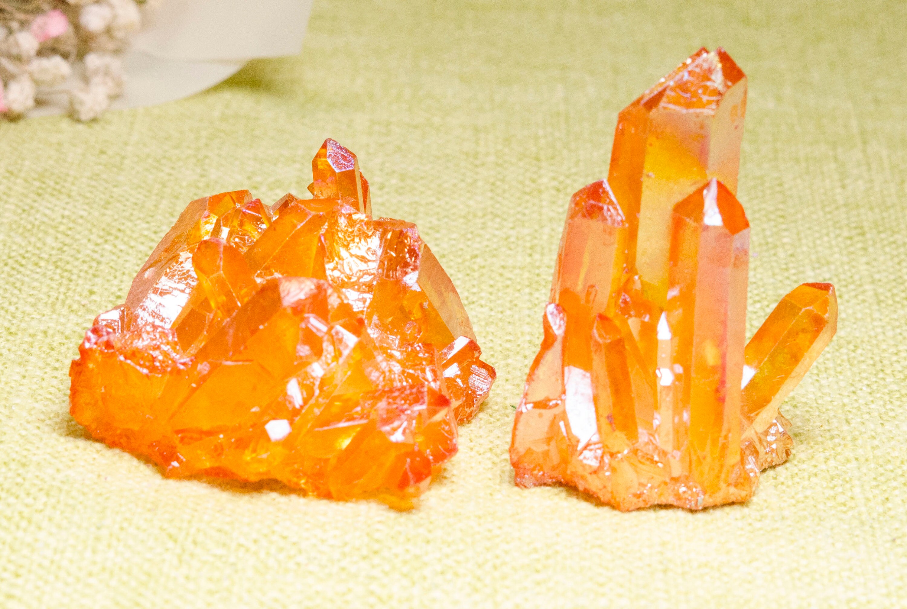 Orange Aura Quartz Titanium Crystal Raw Crystal Cluster Etsy
