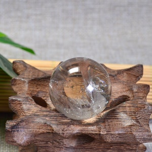 Natural Clear Silver Hairlike Crystal Ball with High Transparency and Powerful Healing Energy,Silver Rutilated Quartz Sphere 34mm