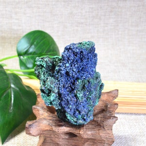 Natural Azurite Coexists With Green Malachite,Raw Chessylite Stone Specimen,Glittering Malachite,Strange Gem Collection,78*61*42mm,201g