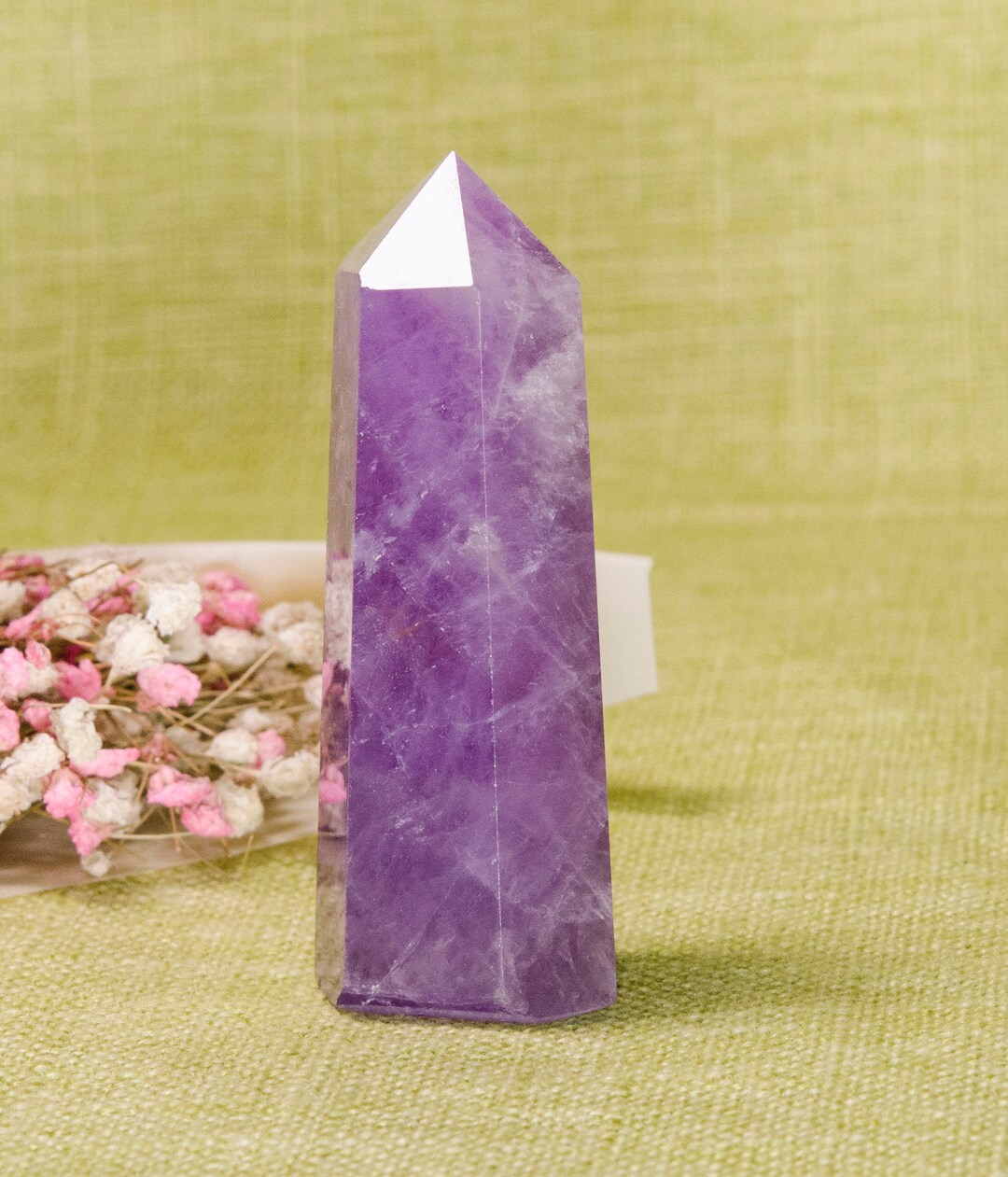 Amethyst Tower Polished Purple Crystal Point Natural Gemstone Tower