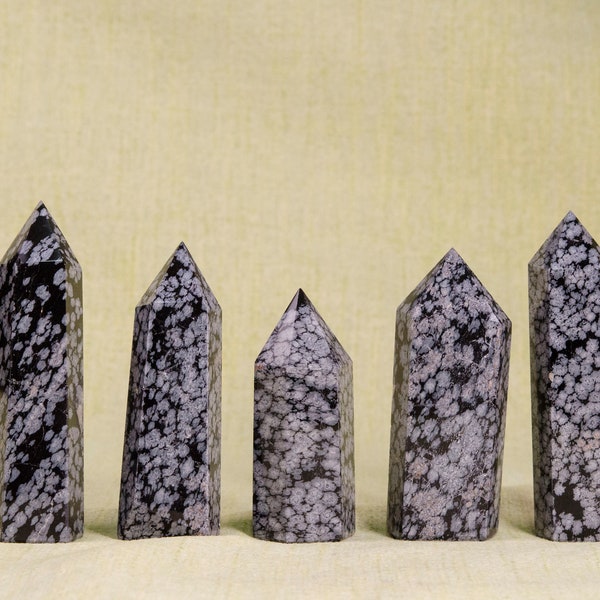 Snowflake Obsidian Tower Polished Stone Point Natural Gemstone Tower/Jewelry Making/Miners Specimen/Size Approx: 60~100 mm