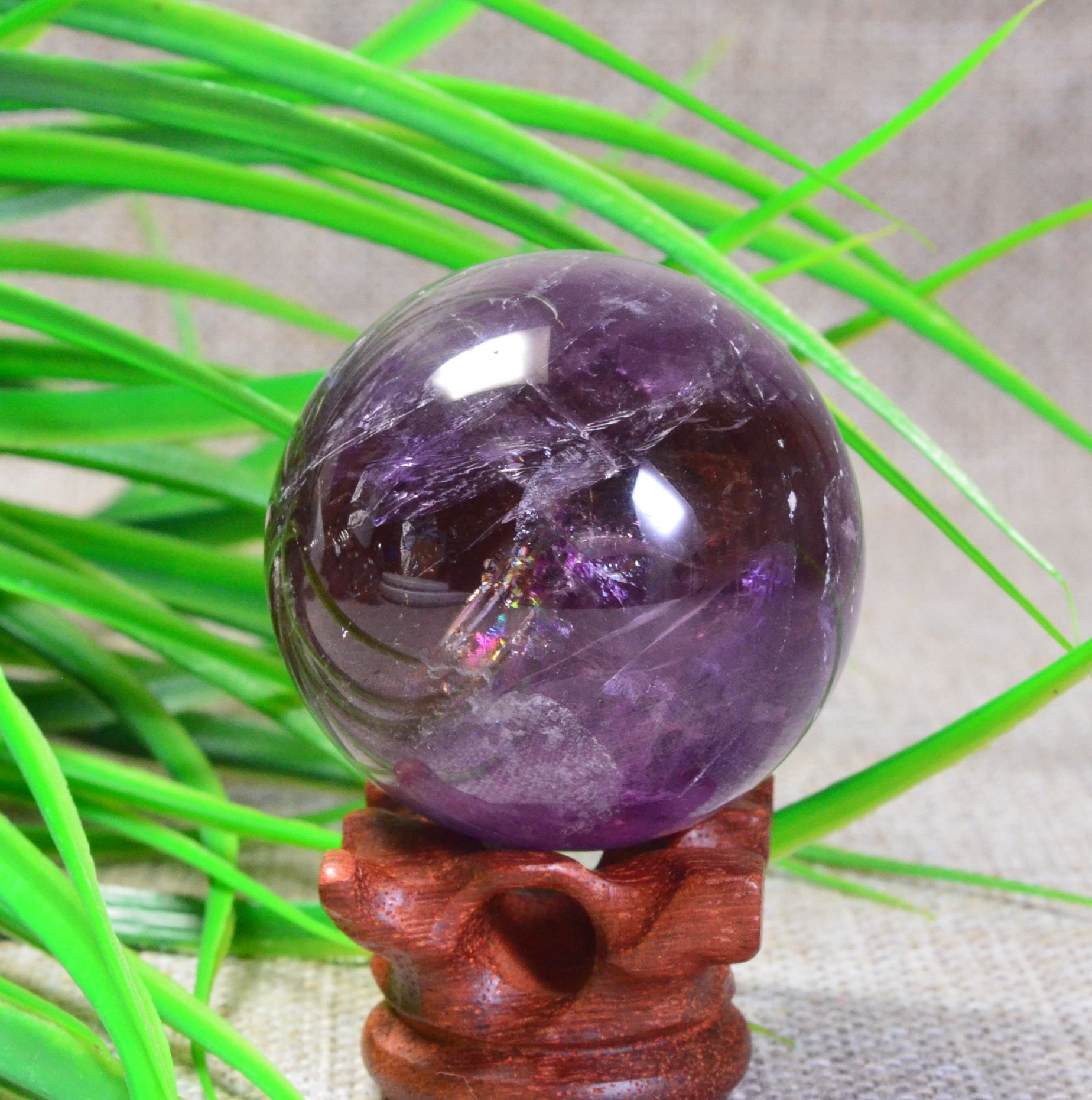 ANTWAX Natural Crystals Quartz Amethyst Sphere Ball Reiki  Stones Room Home Office Aquarium Decoration Accessories Gemstone Beautiful  YUANNYIN (Size : 7-7.5cm) : Home & Kitchen