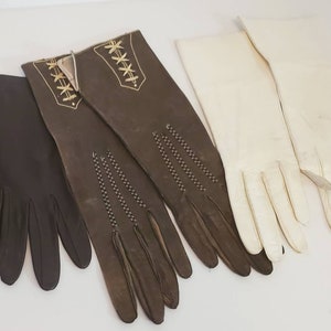 Vintage Lot (3) 1950s Leather Gloves Italy Dawnelle Size 6.5 NICE!