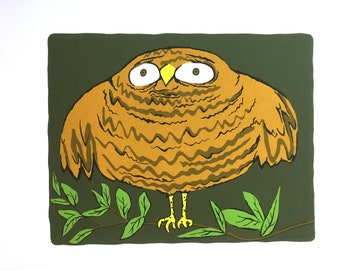 Wise Owl silkscreen print by David Omar White