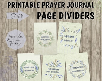 Printable prayer journal divider pages | lavender fields