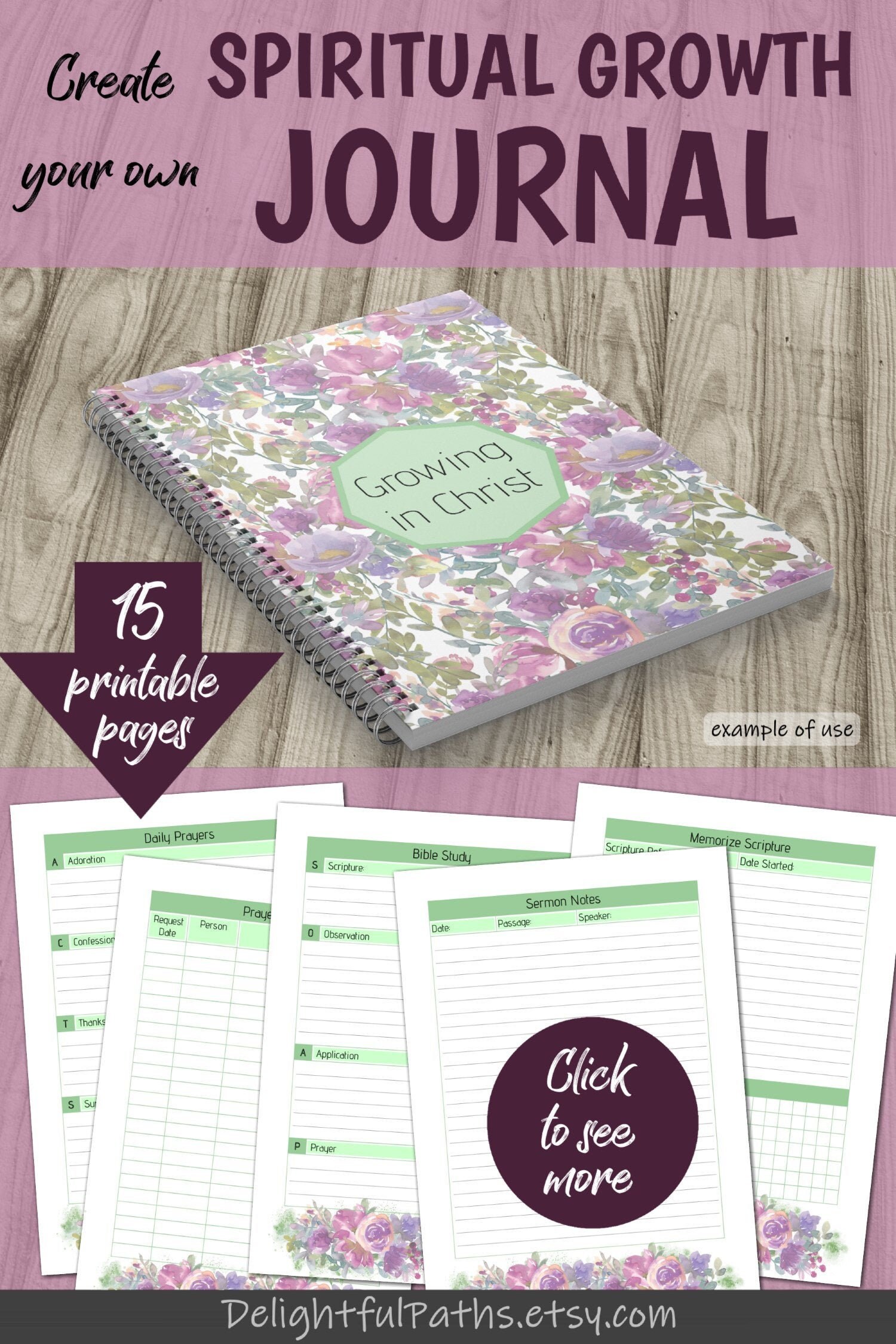 Printable Christian Journal Prayer Journal, Sermon Notes, Bible Reading ...