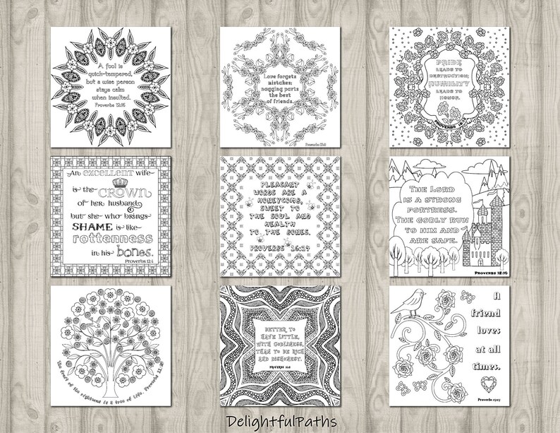 Proverbs Coloring Book for Adults Printable Coloring Book | Etsy