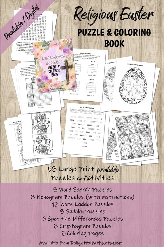printable religious easter puzzle coloring book sudokus etsy australia