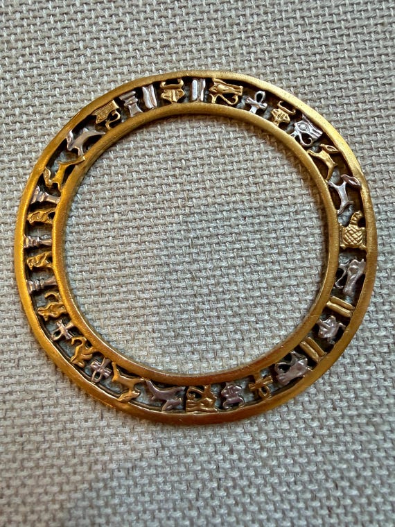 MMA British Museum Egyptian Hieroglyph Bangle – Gold Silver Plated Replica