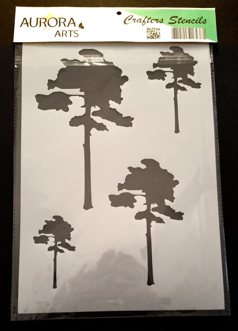 stencil Aurora Arts Tall Tree set Craft stencil Cake stencil Air brush stencil Wall stencil Scrapbook stencil 088