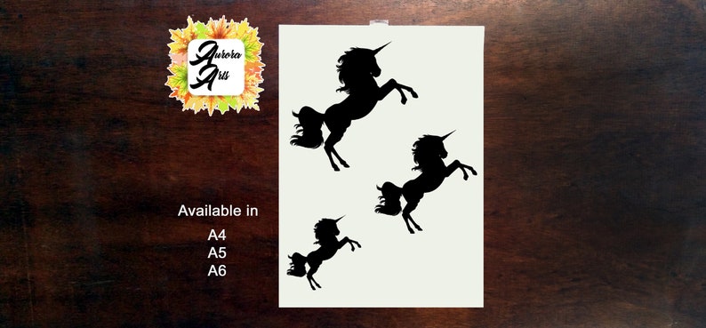 stencil Aurora Arts unicorn Craft stencil Cake stencil Air brush stencil Wall stencil Scrapbook stencil 190 micron 066
