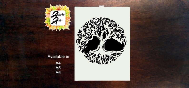 stencil Aurora Arts Tree of life Craft stencil Cake stencil Air brush stencil Wall stencil Scrapbook stencil 190 micron 090