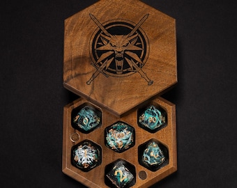 The Witcher Dice Set, Handmade Epoxy Resin Sharp Edges Dice, D&D Dice Set, Role Playing Game Dice, TTRPG Set of Dice