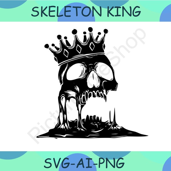 Skeleton King, Skull SVG, King Crown, Death svg, Skeleton svg, Bone svg, Mystic svg, Cricut