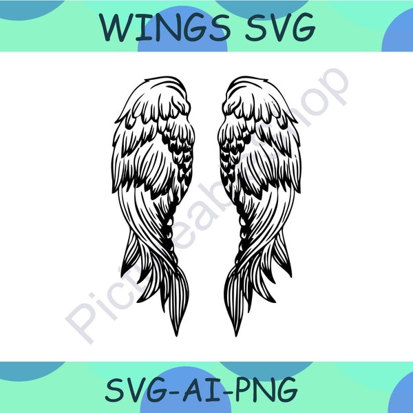 Wings SVG, angel svg, Wing svg, angel wings svg, Wedding Svg, Cricut, SVG, PNG