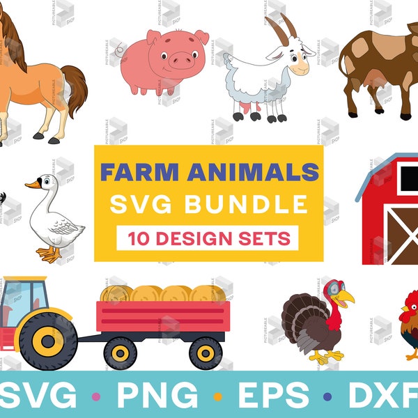 Farm Animals Bundle Svg, Farm Animals, Horse SVG, Domestic animals, Farmhouse, Turkey Svg, Wild Animal, hunting svg, PNG, vector files, SVG