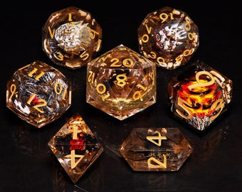 Magic Dice, Gold Ring Dice, Handmade Dice, Dice Set, DND Dice, Sharp Edges Dice, D&D Dice Set, Role Playing Game Dice, TTRPG Set of Dice