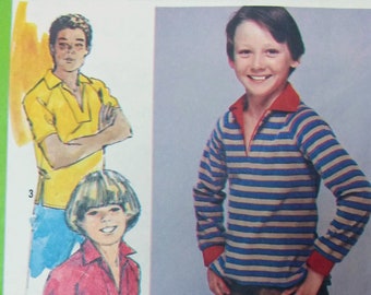 Vintage Children's pull over shirt size 7,8,10,  Simplicity 9635