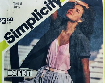 1980s Misses' ESPRIT Skirt and Tops Pattern Simplicity 6037 Size 8