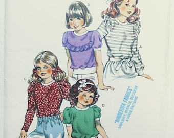 Vintage Girls' tops pattern KWIK SEW 1235 size 4-5-6-7
