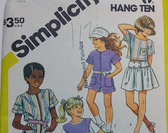Girls' Skirt, T-Shirt and Jumpsuit, Simplicity 6435, size 7