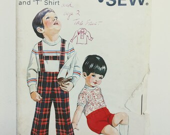 Vintage Toddlers' Slacks and T shirt pattern KWIK SEW 448 size 1-2-3