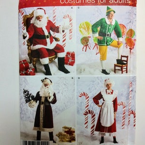 May include: Simplicity sewing pattern number 2542 for adult costumes. The pattern includes four different costumes: Santa Claus, an elf, Mrs. Claus, and a Santa's helper. The pattern is illustrated with images of each costume.