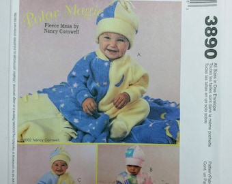 Infant Sized Blanket, Onesie, and Hat Patterns McCall's 3890