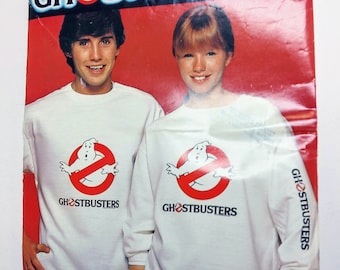 Women's and Men's t shirt pattern with 1 Ghostbusters irons on transfer, Butterick 997, Chest 30"- 44"