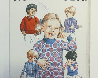 Vintage Boys' and Girls' Pullover Top Pattern KWIK SEW 507 size 2-4-6