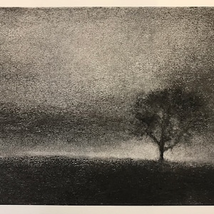 One tree hill. Original charcoal drawing inspired by a favourite tree near my home in Perthshire. zdjęcie 1