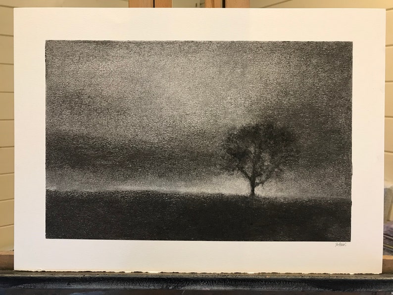 One tree hill. Original charcoal drawing inspired by a favourite tree near my home in Perthshire. zdjęcie 8