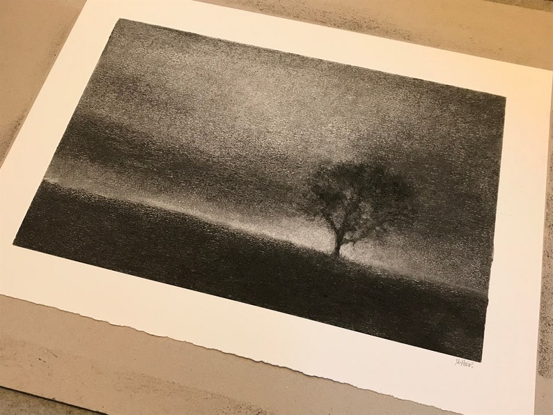 One tree hill. Original charcoal drawing inspired by a favourite tree near my home in Perthshire. zdjęcie 4