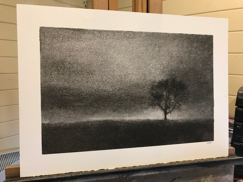 One tree hill. Original charcoal drawing inspired by a favourite tree near my home in Perthshire. zdjęcie 7