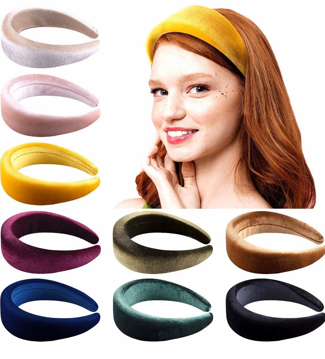 Padded Headbands Fashion Women Thick Velvet 90s Hair Etsy